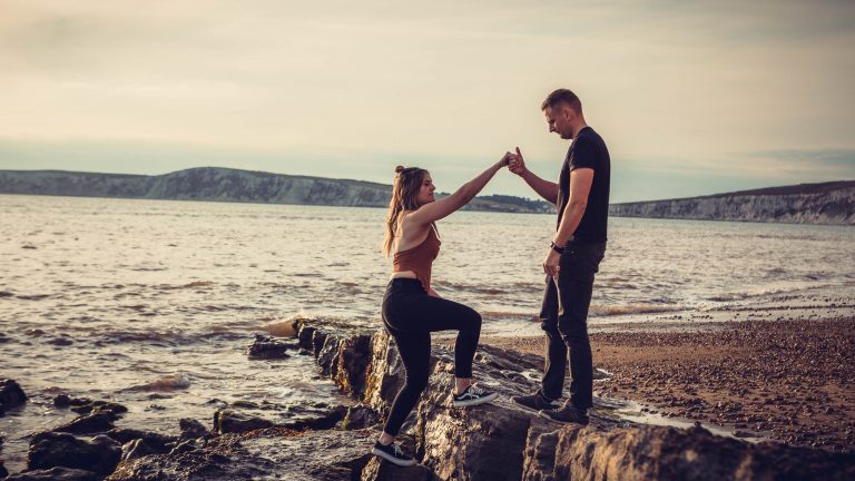 Sophie and Ryan's pre-wedding shoot took place in the Autumn of 2021 at Compton Bay on the Isle of Wight